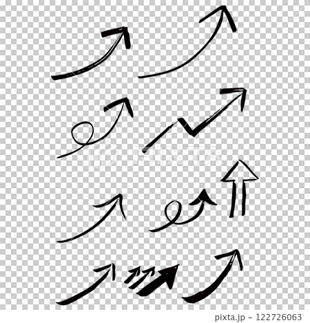 右肩上がりの黒色の矢印のイラスト素材 ベクター 右肩上がりの黒色の矢印のイラスト素材 ベクター 122726063