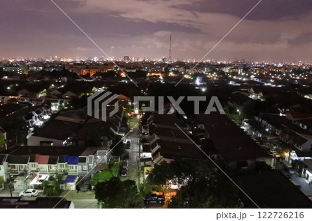 night view of residential buildings night view of residential buildings 122726216