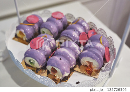 delicious colorful cookies and cakes on the wedding candy bar. delicious colorful cookies and cakes on the wedding candy bar. 122726593