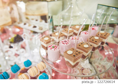 Delicious sweets on candy buffet Delicious sweets on candy buffet 122726614