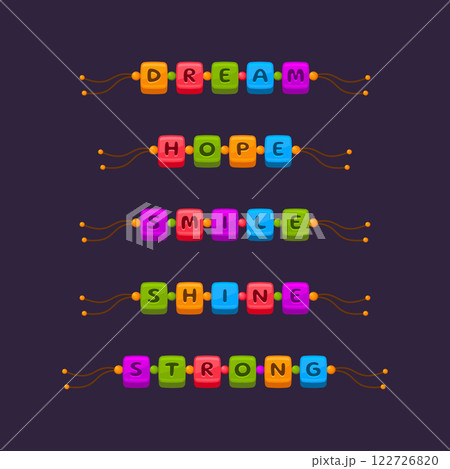 Colorful Handmade Friendship Bracelet Set. Vector Colorful Handmade Friendship Bracelet Set. Vector 122726820