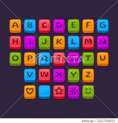 Alphabet ABC Icon set on Dark Background. Vector 122726821