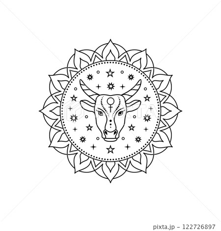 Taurus Zodiac Sign in line art style 122726897