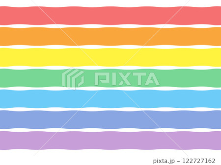 カラフルな波線のストライプ模様 122727162