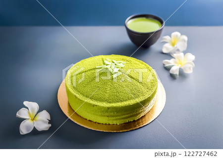 抹茶と抹茶ケーキのイメージ素材 122727462