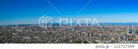 【都市風景】東京都心の都市風景と富士山　日中 122727504