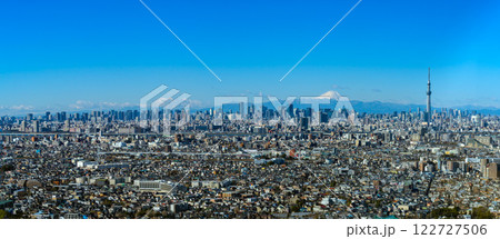 【都市風景】東京都心の都市風景と富士山 日中 【都市風景】東京都心の都市風景と富士山 日中 122727506
