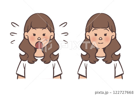 シンプルな女性の表情イラスト シンプルな女性の表情イラスト 122727668