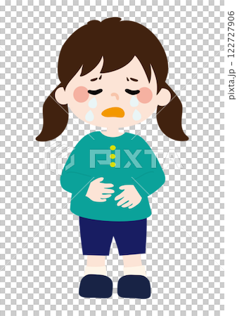 Vector illustration of a sad crying little girl 122727906