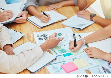 Marketing, strategy and business meeting on chart documents for financial budget planning in corporate company. Review, portfolio and team of business people consulting in conference about analytics Marketing, strategy and business meeting on chart documents for financial budget planning in corporate company. Review, portfolio and team of business people consulting in conference about analytics 122728195
