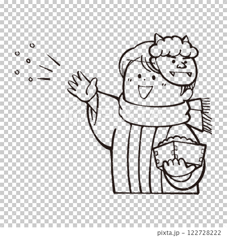 節分那天，男孩向惡魔扔豆子 - 簡單 122728222