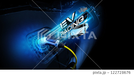 Power cable pump plug in charging power to electric vehicle EV car. 122728676