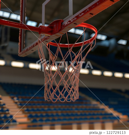 Indoor sports basketball hoop ring stadium play competition shot win athlete 122729113