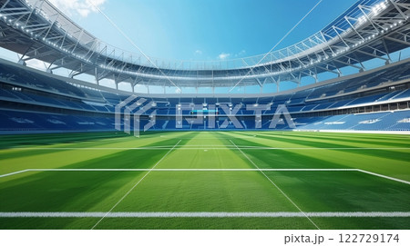 Football stadium outdoor green field sport tournament team Football stadium outdoor green field sport tournament team 122729174