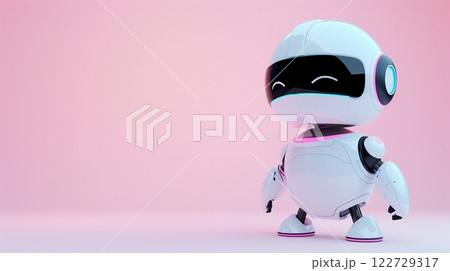 Little kid white robot cute friend modern technology 122729317