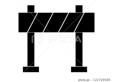 Hurdle roadblock sign, safety protectot icon, symbol. Boundary fence, equipment. security system. Road barrier. 122729509