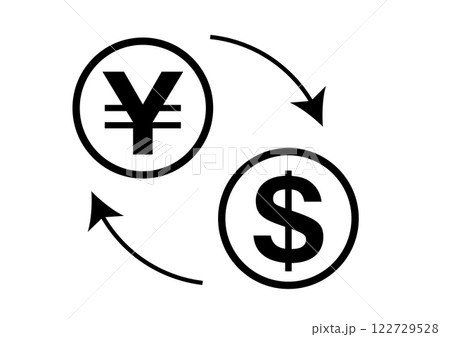 円とドルの交換アイコン 122729528