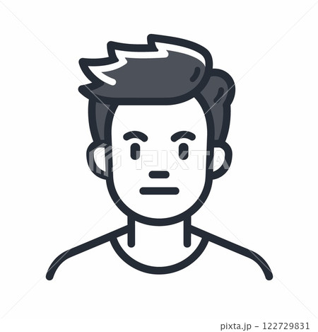 Man with short hair and a serious expression 122729831