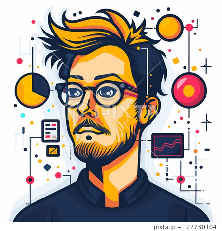 Man with glasses is the main focus of the image 122730104