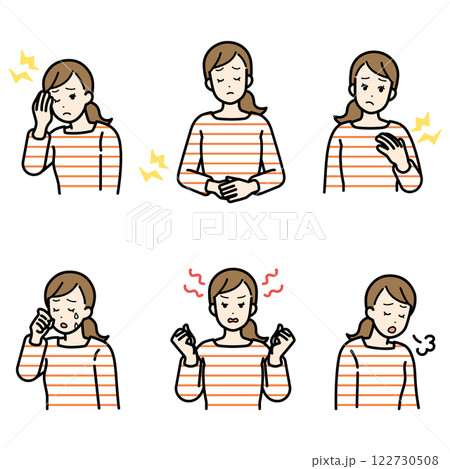 生理やPMSで起こる女性の不調イラストセット 122730508