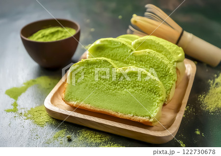 抹茶と抹茶パンのイメージ素材 122730678
