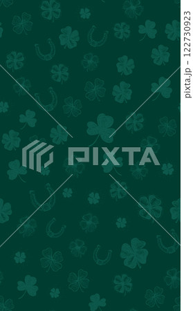 Patricks Day, clover pattern on green. Hand drawn illustrations	 122730923