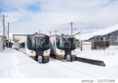 【高山本線】飛騨国府駅で列車交換を行う特急ひだ 122731066