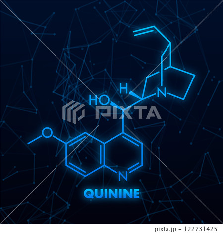 Glowing Quinine Molecule Structure on Dark Background 122731425