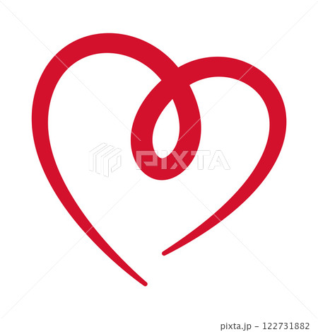 Stylized red heart line art. doodle flat style. Symbol of love, great for Valentines Day cards 122731882