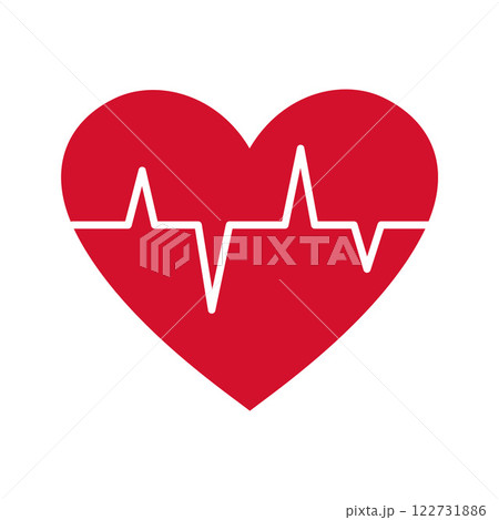 Heartbeat line in heart icon. Pulse Rate doodle flat style love isolated icon symbol of love Heartbeat line in heart icon. Pulse Rate doodle flat style love isolated icon symbol of love 122731886