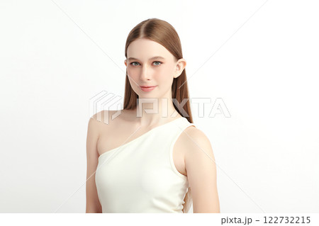 Beautiful young woman with clean fresh skin on white background, Face care, Facial treatment, Cosmetology, beauty and spa, women portrait. Beautiful young woman with clean fresh skin on white background, Face care, Facial treatment, Cosmetology, beauty and spa, women portrait. 122732215