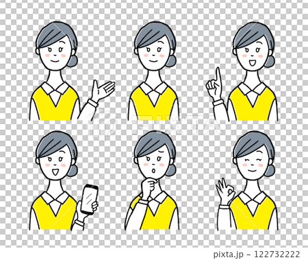 簡單線條畫插畫素材集年輕女性指南圖標 122732222