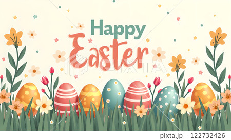 happy easter egg spring background 122732426