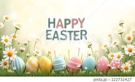 happy easter egg spring background 122732427