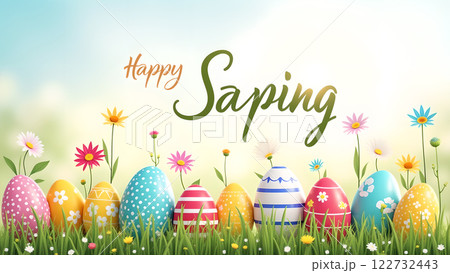 happy easter egg spring background 122732443