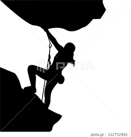 Girl climber black silhouette outdoor climbing banner Girl climber black silhouette outdoor climbing banner 122732891