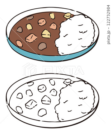 ペンで描いた風カレーライス 122732984