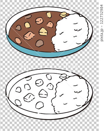 ペンで描いた風カレーライス 122732984