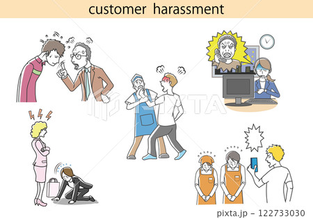 カスタマーハラスメント　イラストセット 122733030