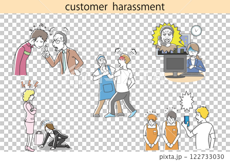 カスタマーハラスメント　イラストセット 122733030
