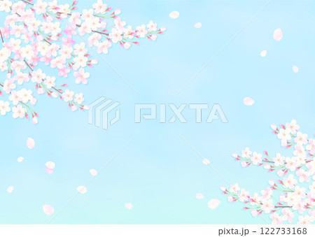 満開の桜と青空の背景イラスト 122733168
