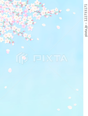 満開の桜と青空の背景イラスト 122733171