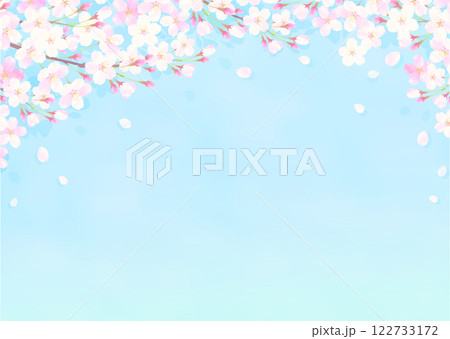 満開の桜と青空の背景イラスト 122733172