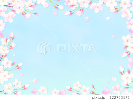 満開の桜と青空の背景イラスト 122733173