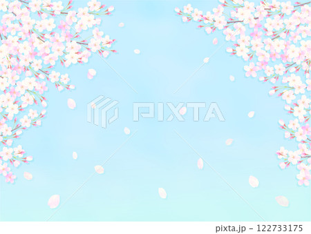 満開の桜と青空の背景イラスト 122733175
