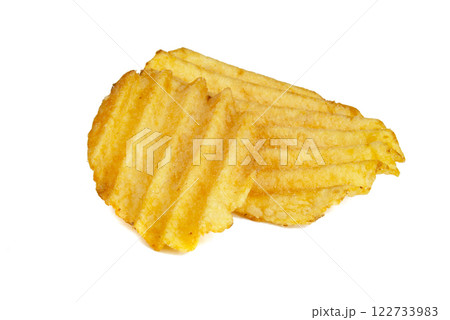 Wavy chips potato isolated on the white background 122733983