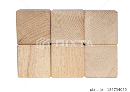 Wooden cubes brick construction for creative text isolated on the white background 122734026