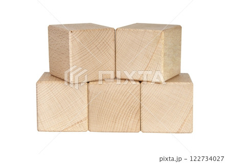 Wooden cubes brick construction for creative text isolated on the white background 122734027