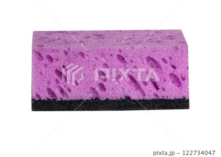 Pink dish cleaning wash sponge isolated on the white background 122734047