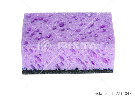 Violet dish cleaning wash sponge isolated on the white background Violet dish cleaning wash sponge isolated on the white background 122734048